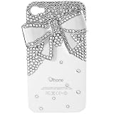 Rhinestone Bow iPhone Case for iPhone 4/4s - White