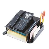 Universal Products - Universal - Telephone Stand & Message Center, 12 1/4 x 10 1/2 x 5 1/4, Black - Sold As 1 Each - Positions phone for easier access and dialing. - Storage areas for envelopes, note pads and writing instruments. - Store appointment books and phonebooks under stand. - Sturdy plastic construction. - Manufacturer's one-year lifetime warranty.