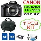 Canon EOS Rebel T1i 500d Digital SLR Camera (Body Only) with Premium Carrying Case, 8gb Sdhc Memory Card, Memory Card Reader and Camera Cleaning Kit