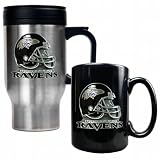 NFL Baltimore Ravens Travel Mug & Ceramic Mug Set - Helmet Logo