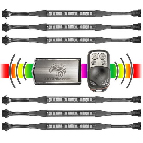 Ultra Bright 3 Million Color 72 LED Remote Flexible Strip Accent Neon Underglow Kit for Motorcycle - Equal to 216 Leds