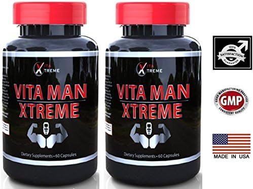 Vita Man Xtreme #1 Rated Testosterone Booster Formulation - 2 Bottles (60 Capsules each) - Increase Performance, Stamina, Energy &amp; Size ~ Compare to boostULTIMATE, Cost Less ~ 2 Month Supply