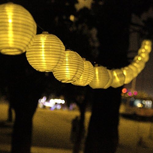 Flyox Outdoor Solar String Lights 15.7ft 20 LEDs Lantern Ball LED String Lights for Oudoor Garden Path Corridor Party Christmas (Warm White)