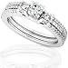 1.00ctw Three Stone Diamond Wedding Rings Set in 14kt White Gold (HI/I1-I2)