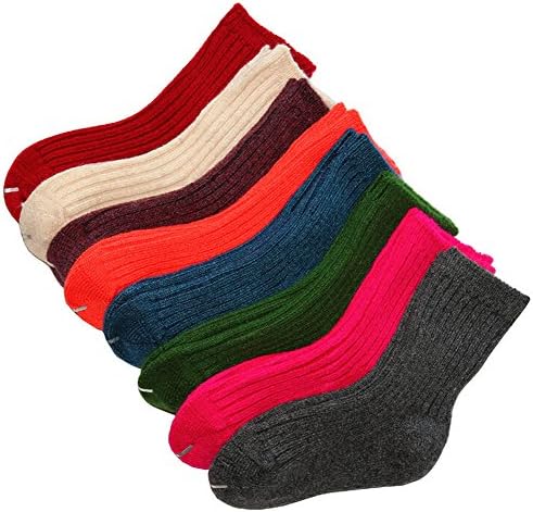 QingStart Child 5 Pairs Assorted Colorful Solid Casual Crew Cotton Socks
