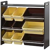 ottostyle.jp 天板付き TOY BOX(トイボックス) おもちゃ箱 トイラック 4段タイプ (ダークブラウン×ベージュ＆ブラウンボックス) おもちゃ収納ボックス