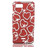 Talon Full Diamond Bling Phone Shell for Motorola MB810 Droid X (Red Hearts ....