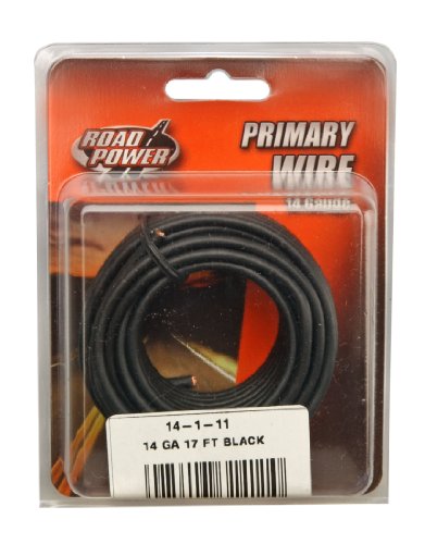 Coleman Cable 14-1-11 14-Gauge 17-Foot Automotive Copper Wire, Black electrical wire