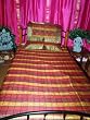 Silk Sari Bedspread Bedding Red Yellow Coverlet Twin Throw 3p Set