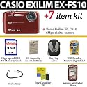 Casio Exilim EX-FS10 Digital Camera 9MP Digital Camera Red With Ultimate Exilim Accessory Kit Includes 8GB Memory, Spare Battery, Soft Case + More