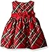 Blueberi Boulevard Baby Girls' Plaid Velvet Dress, Red, 6/9 Months