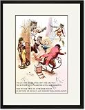 Black Framed/Matted Print 17x23, The Cat Seized the Rat