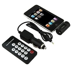 All Channel FM Transmitter w/ Premium Rapid Rapid Automobile Car Charger and Remote Control For Apple iPod / iPhone / iTouch / Nano / iPad / Video / Shuffle - Black