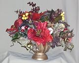 Nana's Attic Artificial Christmas Centerpiece-Burgundy Poinsettias