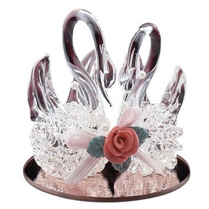 Spun Glass Twin Swans