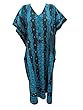 Blue Cotton Caftan Floral Printed Boho Maxi Kaftan