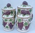 GRAPES kitchen CANISTERS set Ceramic fruit theme home decor