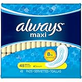 Always Maxi Unscented Pads without Wings, Regular, 48 Count
