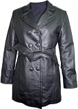 5006furliner Real Fur Lined Genuine Black Soft Supple Light Lambskin Leather Classic Traditional New Trench Coat Notched Lay Down Collar Double Breast Leather Covered Button Front Closure Slash Pocket Silky feel Pocket Lining - Lined - ZIP OUT SECTION REAL REX FUR VELOUR LINER - Petite Regular Plus Size