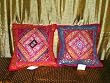 Red Blue Sequin Embroidery Sari Toss Pillow Cushion Covers
