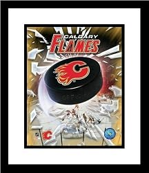 Calgary Flames NHL Framed 8x10 Photograph Team Logo and Hockey Puck