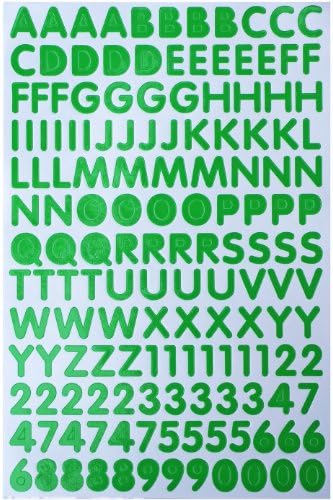 Jazzstick Alphabet Letters / Numbers Decorative Sticker Value Pack 5 sheets, Green