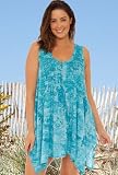 Beach Belle® Teal Burnout Plus Size Handkerchief Dress - Plus Size Swimsuit Plus Size Swimsuit