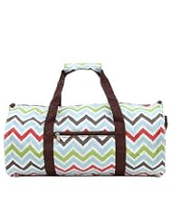 Apparel: 19" Round Chevron Print Duffle Bag with Handles and Shoulder Strap (Multicolor)