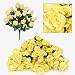 SIX pieces of 18" Long Stem Artificial Rose Bud Bushes Yellow