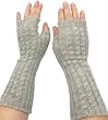 Handmade Ultra Lightweight PURE ALPACA NATURAL FIBER Fingerless Gloves - Long size - Crystal Gray (One-of-a-kind)