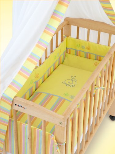 Imagen 2 de FabiMax Emily - Cuna para colocar junta a la cama con colchón y juego de cama de 8 piezas, varios colores amarillo amarillo Talla:mit Kaltschaummatratze PROTECT