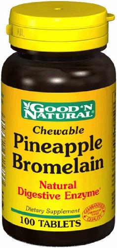 Chewable Pineapple Bromelain - Natural Digestive Enzyme, 100 tabs,(Good'n Natural)