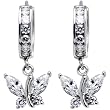 14K White Gold Clear CZ Butterfly Huggy Earrings
