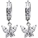 14K White Gold Clear CZ Butterfly Huggy Earrings