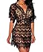 Chengzhong Sun Hollow out Lace Beachwear Swimsuit Cover Up Party Dresses(Black)