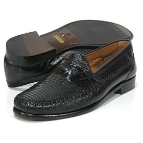 Mezlan '6836-LC' Lizard and Crocodile Penny Loafers Mens 8 - Black by Mezlan