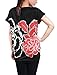 Allegra K Women Loose Fit Short Batwing Sleeve Flower Pattern Tunic Shirt XL Red