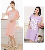 (ディーコッテ) D'Kotte マタニティ 授乳口付き 半袖 ワンピース ロング Tシャツ ルームウエア パジャマ 授乳服 産前 産後 160507-2(ピンク-free)
