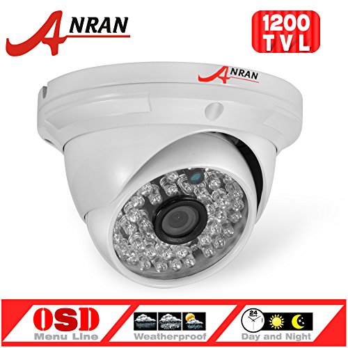 ANRAN 1200TVL SONY IMX138 CMOS Sensor High Resolution 48IR LEDs Color Day Night Vision Infrared Security Waterproof Outdoor/ Indoor Dome Surveillance CCTV Camera