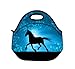 New Fashion Travel Outdoor Cooler Thermal Waterproof Lunch Bag Picnic Tote Box Container Insulated Zip Out Removable School Carry Handle Tote Lunch bag - Horse & Blue D-18762