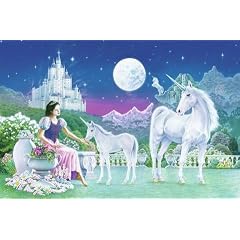 1art1 40574 Einh�rner - Einhorn und Prinzessin Fototapete Poster-Tapete (175 x 115 cm)