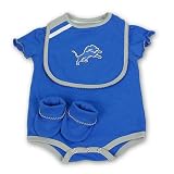 Detroit Lions Blue Creeper, Bib and Bootie Set - 0-3 Months
