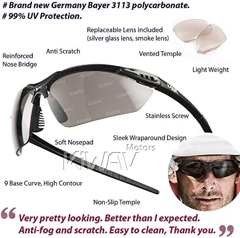 VAWiK sports indoor/outdoor safety glasses eye wear VA830, black frame, replaceable lens smoke/ silver mirror 1 PAIR
