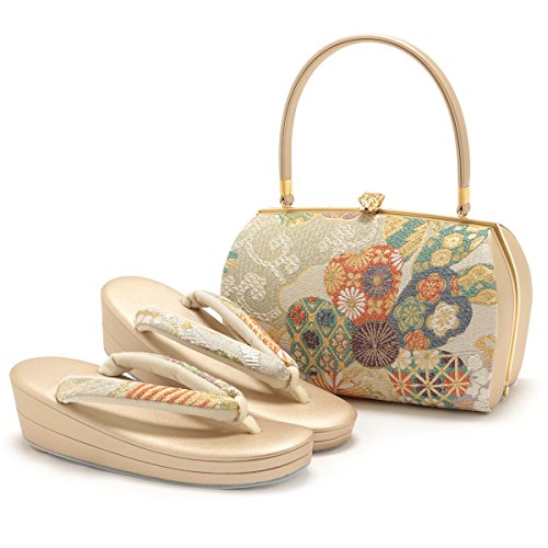 (キステ)Kisste 草履バッグセット ＜ 白梅謹製 ＞ 礼装用 Ｍサイズ ＜雲取りに桜＞ 7-4-05241