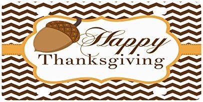 Happy Thanksgiving Day Strong And Durable Aluminum Car Metal License Plate Frame for Women/Men Four Holes Tag 12" X 6"