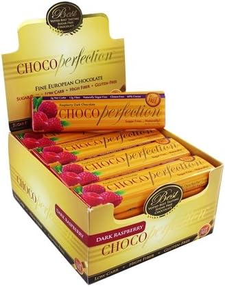 ChocoPerfection - Sugar Free Dark Chocolate 60% Cocoa Bars Box Raspberry - 24 Bars