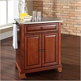 Crosley Furniture Newport Stainless Steel Top Kitchen Island in Cherry