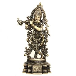 Arts Asian Statues Brass Lord Krishna and Radha 15.5 inches