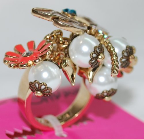 Betsey Johnson Flower Girl Dragonfly Cluster Ring