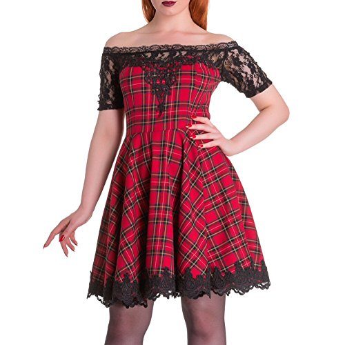knee length dresses for ladies Dark Punk Studded Mini Dress with Black Lace main image 1